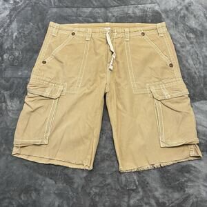 True Religion Cargo Shorts Men’s 42 Beige Baggy Street Wear Earth World Tour Y2K